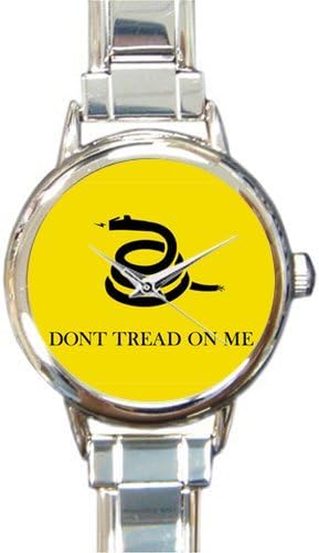 Special Design Snake Gadsden Flag Don't Tread On Me Round Italian Charm Watch