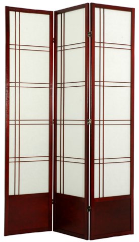 Oriental Furniture Extra Tall Size 7 Foot Tall Room Divider, 84-Inch Double Cross Hatch Japanese Folding Privacy Floor Screen, 3 Panel Rosewood