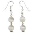 Handmade Ivory White Cat's Eye & Silver Beaded Earrings