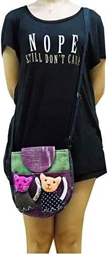 NP Thainess' s Crossbody Shoulder Novelty Bag Hippie Boho Style (Colorful Cat 5)
