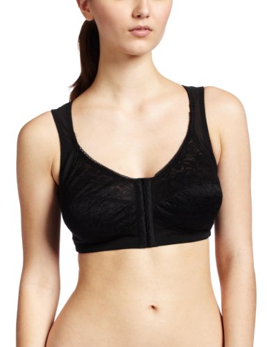 Carnival Womens Front Closure Rhinestone Bra, Black, 40B
