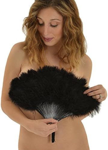 12 Inch White Fold Out Marabou Feather Fan Classy Costume Accessory