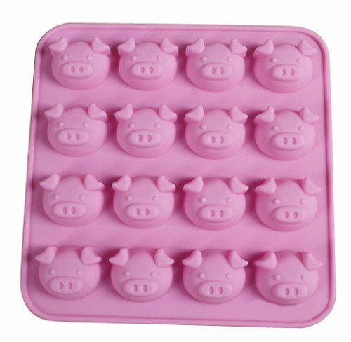 Funny Kitchen Mold Tray Set 16-cavity Cute Lovely Pig Cartooon Animals Shape Ice Chocolate Decorative Silicone Mini Cube Craft Fondant Mold Tray(Send by Random Colour)