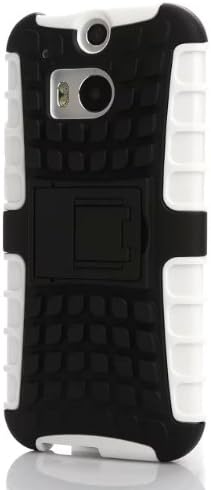 Sean Dual Hybrid Protective Armor Stand Case for HTC One M8 (2014) + 1 Pcs Sean Smile Case (White)