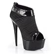 6 Inch Satin Texture Peep Toe Oxfords Spike Heel Sexy Shoes Black