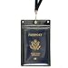 StoreSMART® Sport - Zipper Passport Holder with Lanyard - Clear Plastic Front & Black Plastic Back - SPCR1596ZIPS-1