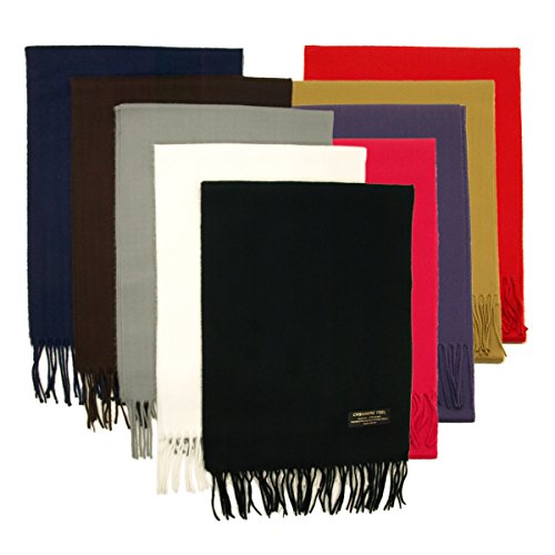 TrendsBlue Classic Premium Unisex Plain Solid Color Winter Fringe Scarf -Diff Colors