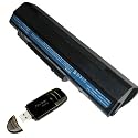 Acer Aspire One Replacement Laptop Notebook Battery fits UM08A31 UM08A51 UM08A71 UM08A72 UM08A73 UM08A74 UM08B31 UM08B71 UM08B72 UM08B73 UM08B74 LC.BTP00.017 LC.BTP00.018 934T2780F w/ a USB 2.0 SD Card as a free gift [ 7200mAh 9 cells Black ]