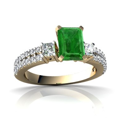 14K Yellow Gold Emerald-cut Genuine Emerald Engagement Ring