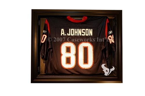 Houston Texans Football Jersey Display Case with Removable Face and Black Finish Frame