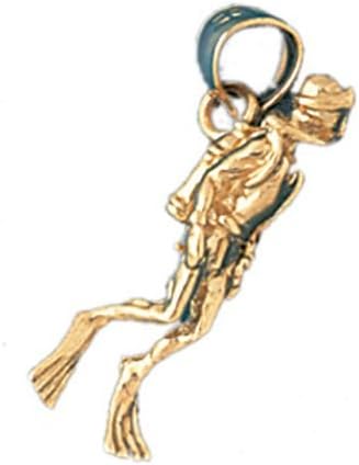 Dazzlers Solid 14 karats Gold Scuba Diving Diver Charm Pendant available in three colors from jewelsberry (weights: 4.1 grams only)