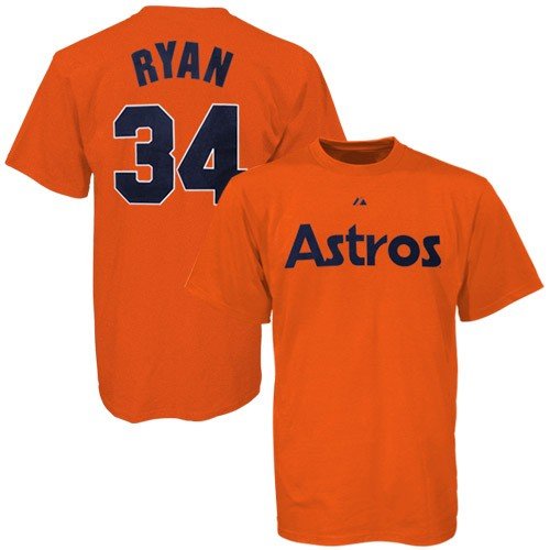 Houston Astros Nolan Ryan Cooperstown Name & Number T-Shirt - Orange Extra Large