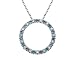 Blue and White Diamond Circle Pendant 1/3 Carat (ctw) in 14K White Gold with Chain