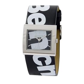 Bench ladies, black/white dial, black strap with white printed 'Bench' watch