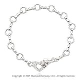 14K White Gold Heart 6.4mm Pave Diamond Charm Bracelet