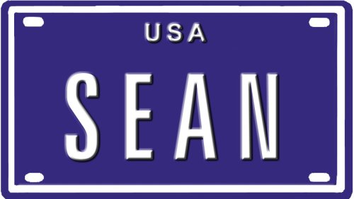SEAN USA BIKE LICENSE PLATE. OVER 400 NAMES AVAILABLE. TYPE IN NAME