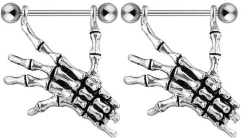 Body Accentz™ Nipple Ring Bars Skeleton Hand