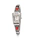 New Women's Silver Tone Red Bead Quartz Bracelet Watch