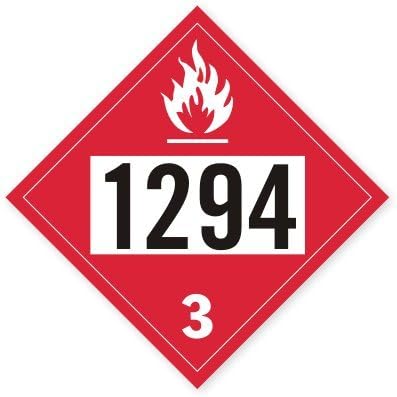 UN1294 Class 3 Toluene Placard, Heavy-Weight Coated Tagboard, 25 Placards / Pack, 10.75" x 10.75"