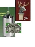 Whitetail Deer Wine Chiller with Whitetail Deer w/Brass Antlers Bottle Stopper