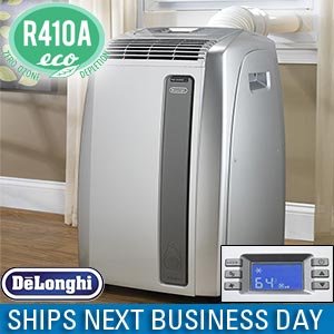Delonghi PAC A140E 14000 BTU Portable Room Air Conditioner Dehumidifier Cools up to 450 Sq./ Ft. R410a Eco Friendly Refrigerant Electronic Controls with LCD Display
