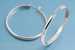Sterling Silver Wedding Band Hoop Earrings - 5 mm x 55 mm