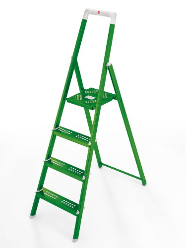 Hailo 8954-601 Alu-Sicherheits-Haushaltsleiter Lifestyle 4 Stufen, gr&uuml;n