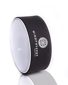 Yoga Wheel & Pose Guide by Mindful Yoga - Extra Strength, Eco-Friendly Stretching Prop, Mat Material - Comfort & Safety in All Yoga Poses (Black)