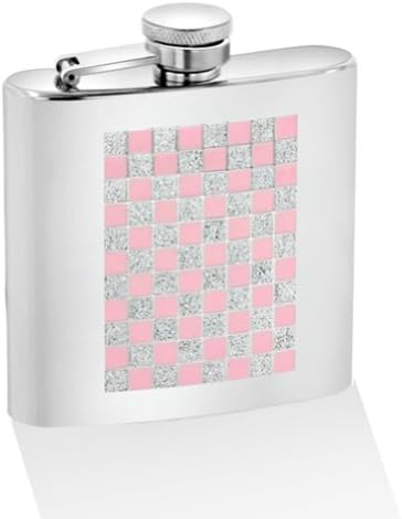 Wilouby Women's 6 oz. Posh Checkered Glitter Flask Pink