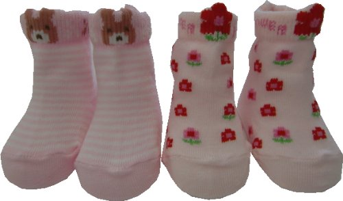 ベビーストーリー 新生児ソックス2足組 ウサギ&花 7~9cm 6004