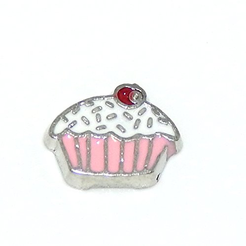 Jewelry Monster "Cupcake w/ Red Enamel Cherry" for Floating Charm Lockets