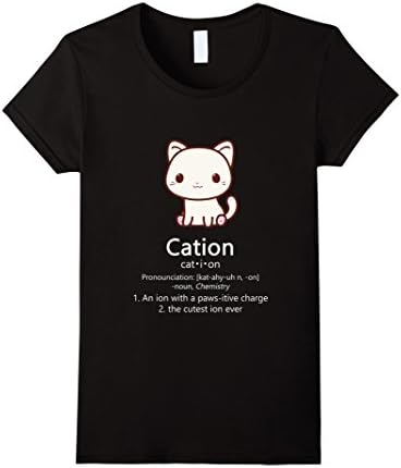 Women's Cute Science Cat T-Shirt Kawaii Cation Chemistry Pawsitive Medium Black
