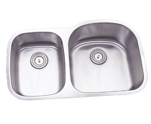 32 Inch - 16 Gauge Stainless Steel 40/60 Undermount Double D - Bowl Offset Kitchen Sink