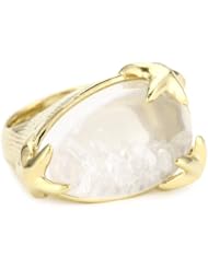 Urban Posh Gold Stardust White Cubic Zirconia Adjustable Pear Ring