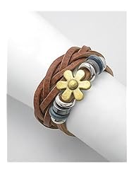 Flower Leather Bracelet In Copper