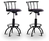 MAN CAVE 2 24" to 29" Adjustable Black Bar Stools