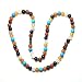 Mixed Semi Precious Gemstone 6mm Bead Choker Necklace with Magnetic Snap Closure