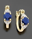 18k Gold Over Sterling Silver Sapphire (1-1/2 ct. t.w.) & Diamond Accent Hoop Earrings