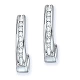 Sterling Silver 1/4 ct. Diamond J-Hoop Earrings