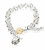 Good Luck Golfing Bracelet with Gold 4-leaf Clover & Golf Bag Charm