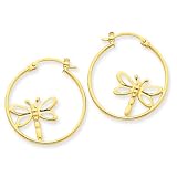 14k Hoop w/Dragonflies Earrings