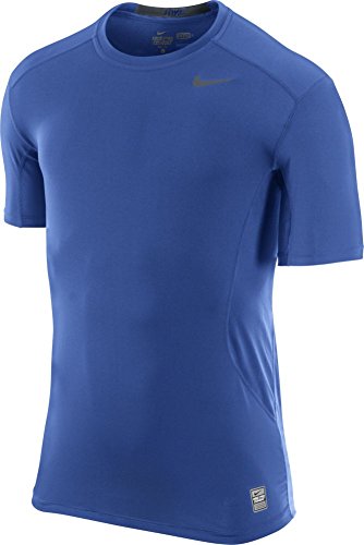 Nike Mens Pro Combat Fitted 2.0 Short Sleeve Mens Tee Shirt (Medium, Royal Blue)