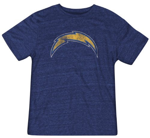 NFL Men's San Diego Chargers Bigger Better Logo Tri Blend Tee (Dark Navy, X-Large)