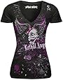 Lethal Threat (LT20162S) Women's Girl Skull Mash Up Shirt (Black, Small)