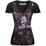 Lethal Threat (LT20162S) Women's Girl Skull Mash Up Shirt (Black, Small)