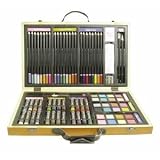 82 Piece Studio Art & Craft Supplies Set in Wood Box -Great Gift for Drawing and Painting
