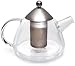 BonJour Insulated Tear Drop Glass Teapot wht Shut Off Infuser