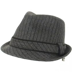 New Wool Pinstripe Stingy Fedora Trilby Hat Gray Medium Large