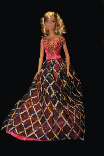 Pink Barbie Sized Doll Gown with Colored Top Coat