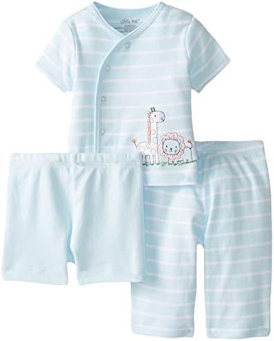 Little Me Baby-Boys Newborn Safari 3 Piece Diaper Set, Light Blue Stripe, 9 Months